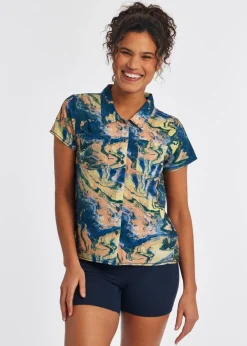 Women Oiselle Benjamina Button Short Sleeve