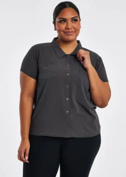 Women Oiselle Benjamina Button Short Sleeve
