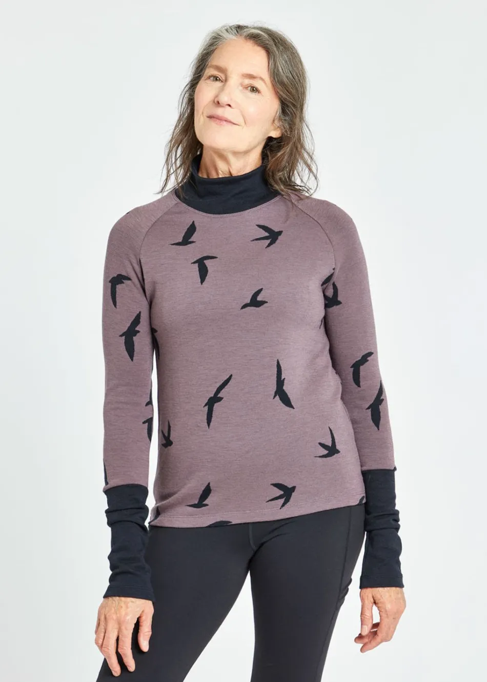 Women Oiselle Wazzie Wool Jacquard Mock Neck Long Sleeve