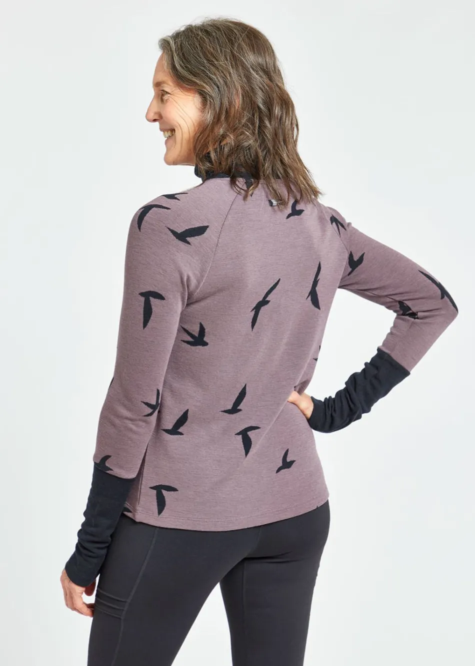 Women Oiselle Wazzie Wool Jacquard Mock Neck Long Sleeve