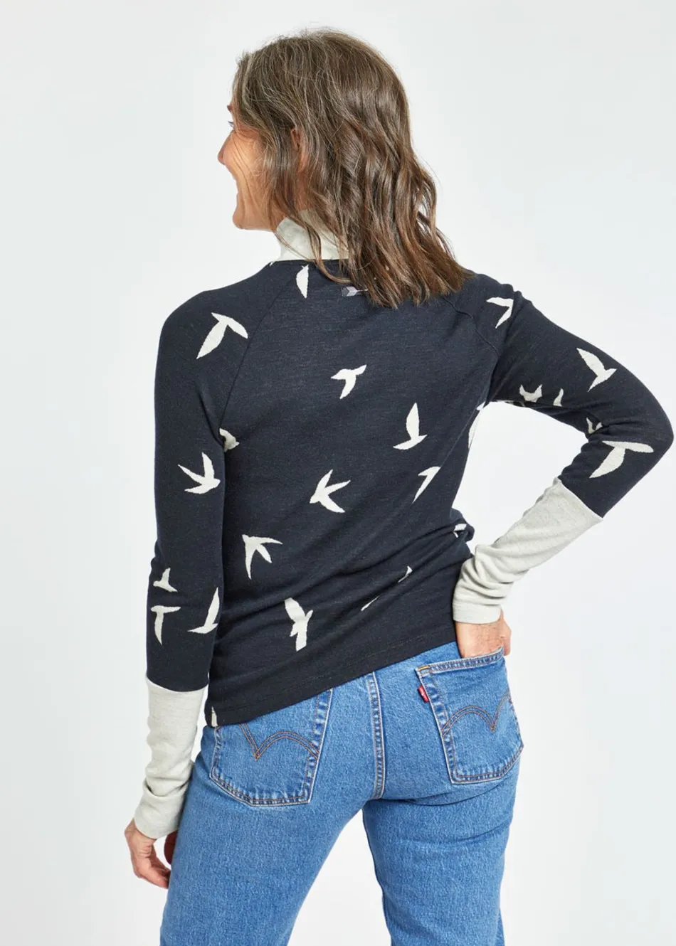 Women Oiselle Wazzie Wool Jacquard Mock Neck Long Sleeve